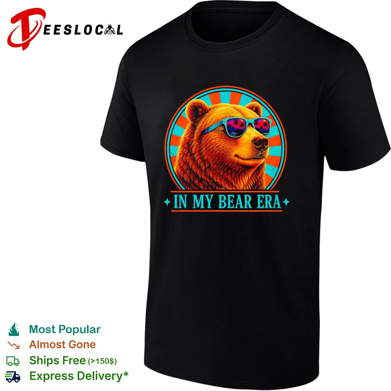 In My Bear Era Retro Sunset Grizzly Animal Outdoors Nature Wilderness Themed shirt