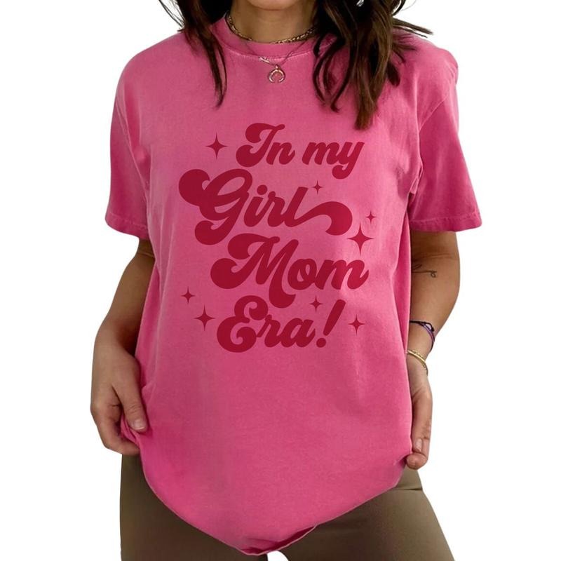 In My Girl Mama Era Shirt, Girl Mama Comfort Colors T-shirt, Girl Mama Club, Girl Mama T-shirt, New Mom Gift, Gender Reveal, Expecting Mom Gift, Mom Cotton Farbic Shirt Women's Top Womenswear Comfort Fit, Trendy Casual Style Shirt For Mom