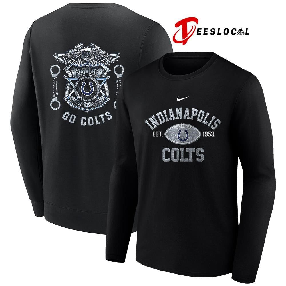 Indianapolis Colts law enforcement tribute protect and serve logo shirt