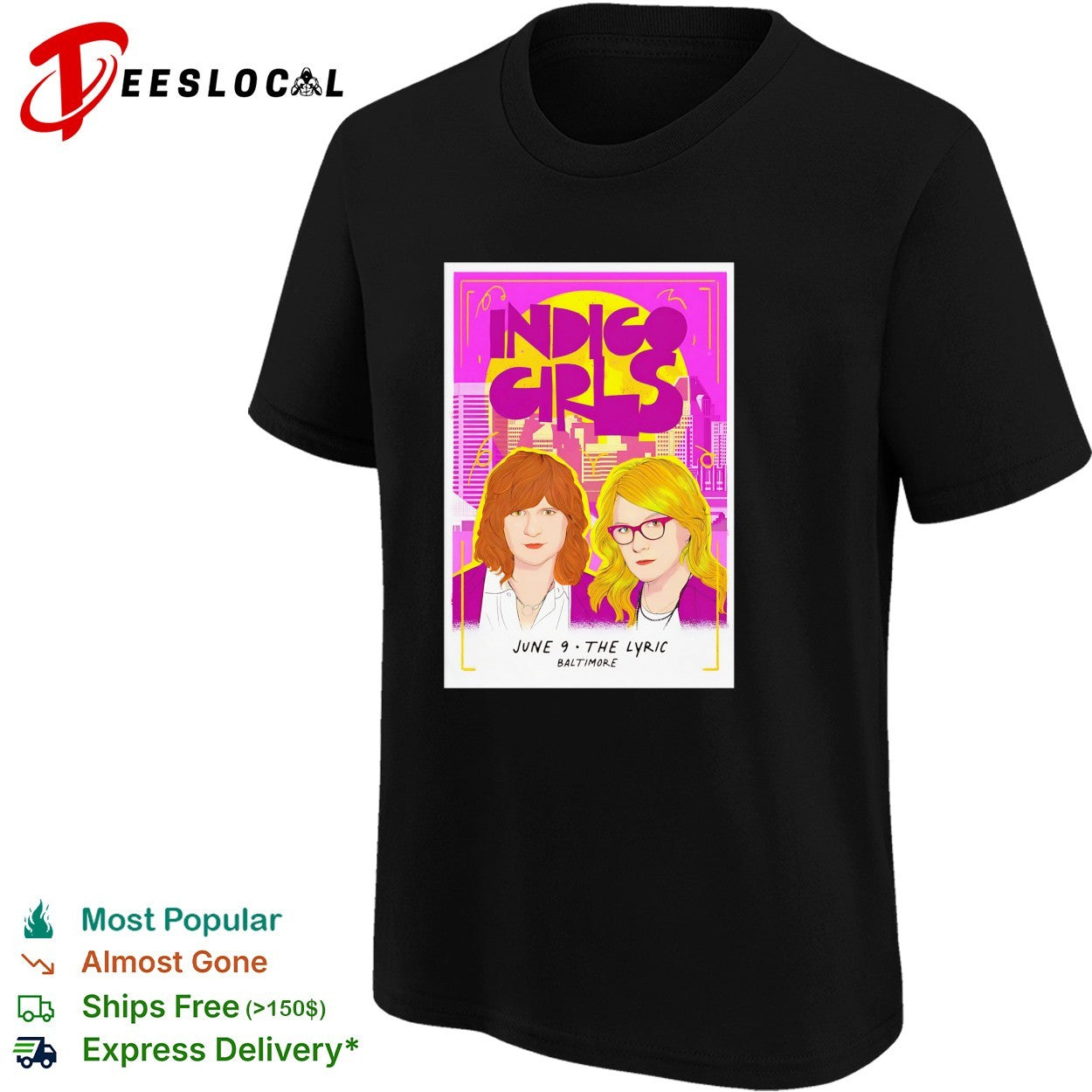Indigo Girls The Lyric Baltimore June 9 concert poster shirt