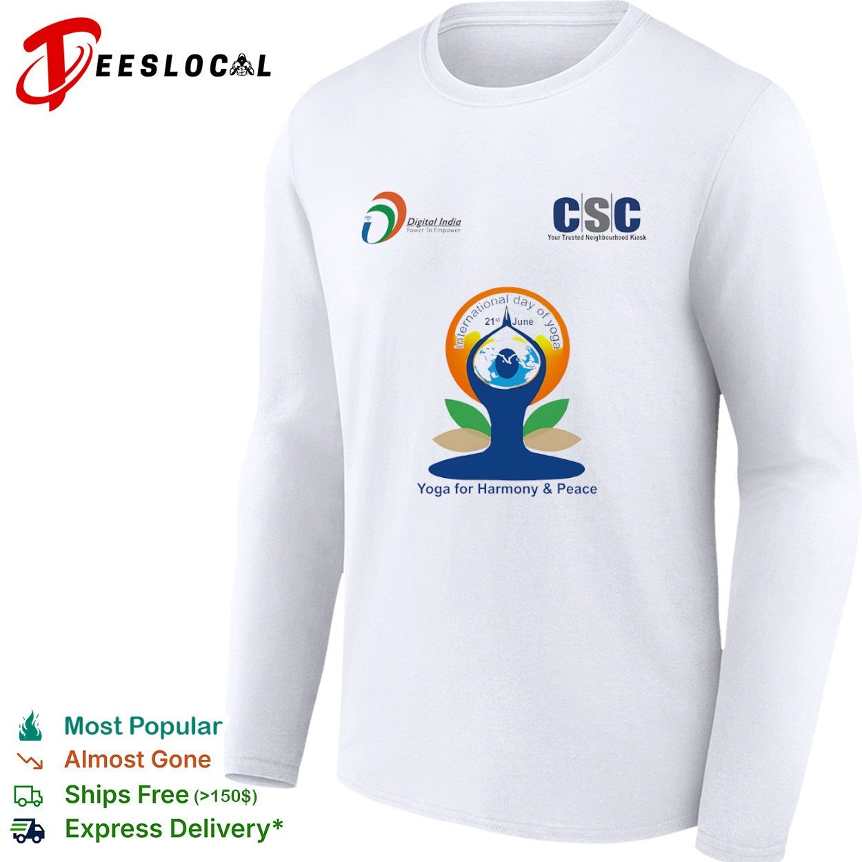 International Day of Yoga 21st June Digital India CSC Yoga for Harmony and Peace shirt