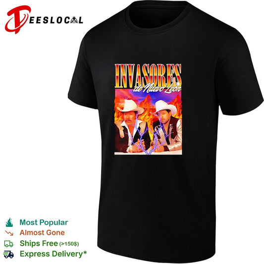 Invasores de Nuevo Leon Band Music Tribute Lightning Fire Shirt