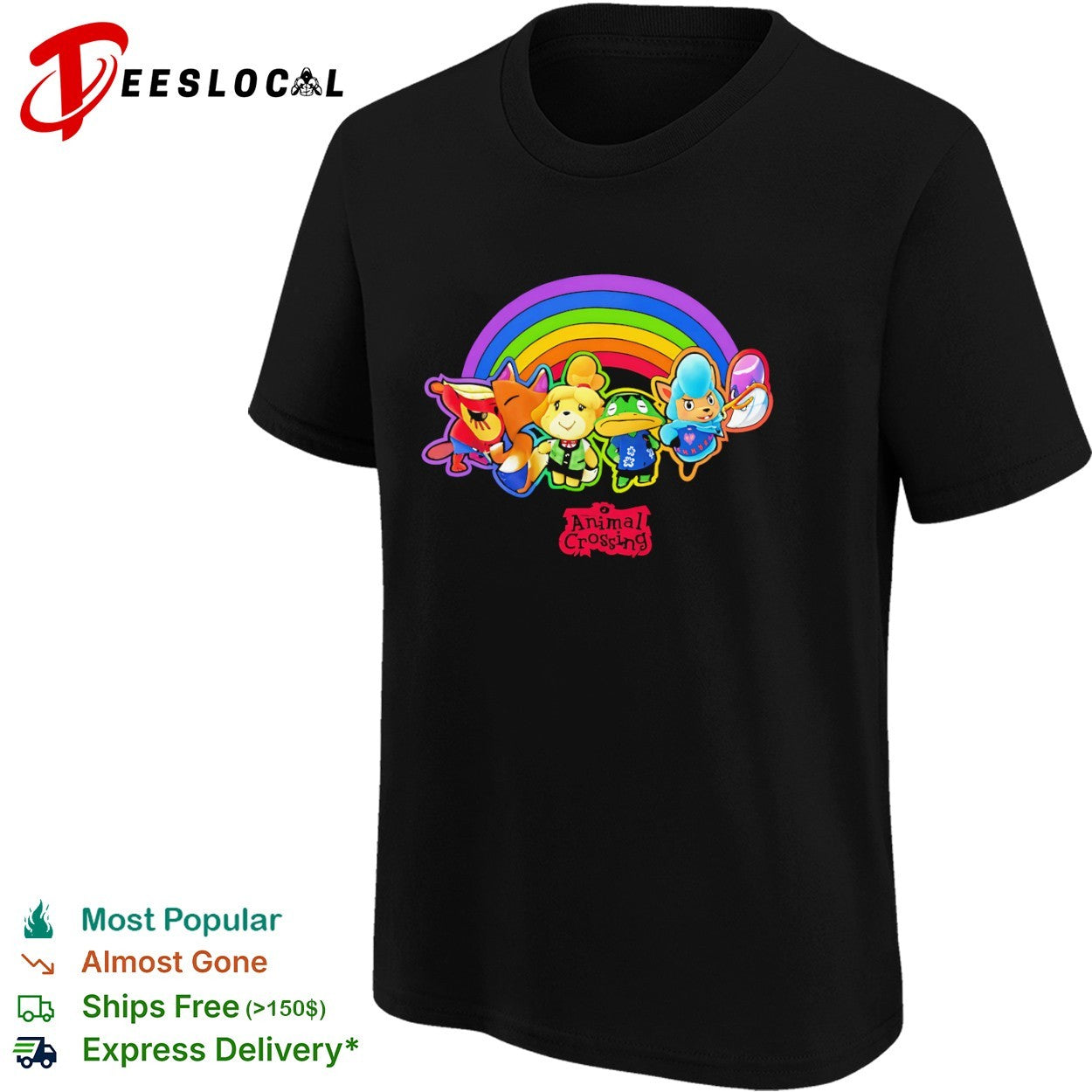 Isabelle Redd Kappn Reese Cyrus Animal Crossing Nintendo Video Game Rainbow shirt