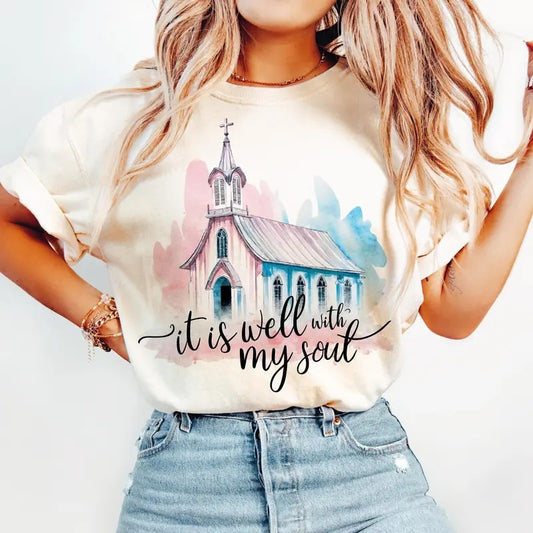 It Is Well With My Soul T-Shirt, Christian Sweatshirt, Jesus, Religious, Bible Verse Sweater, Phrase Spiritual Unisex Tee