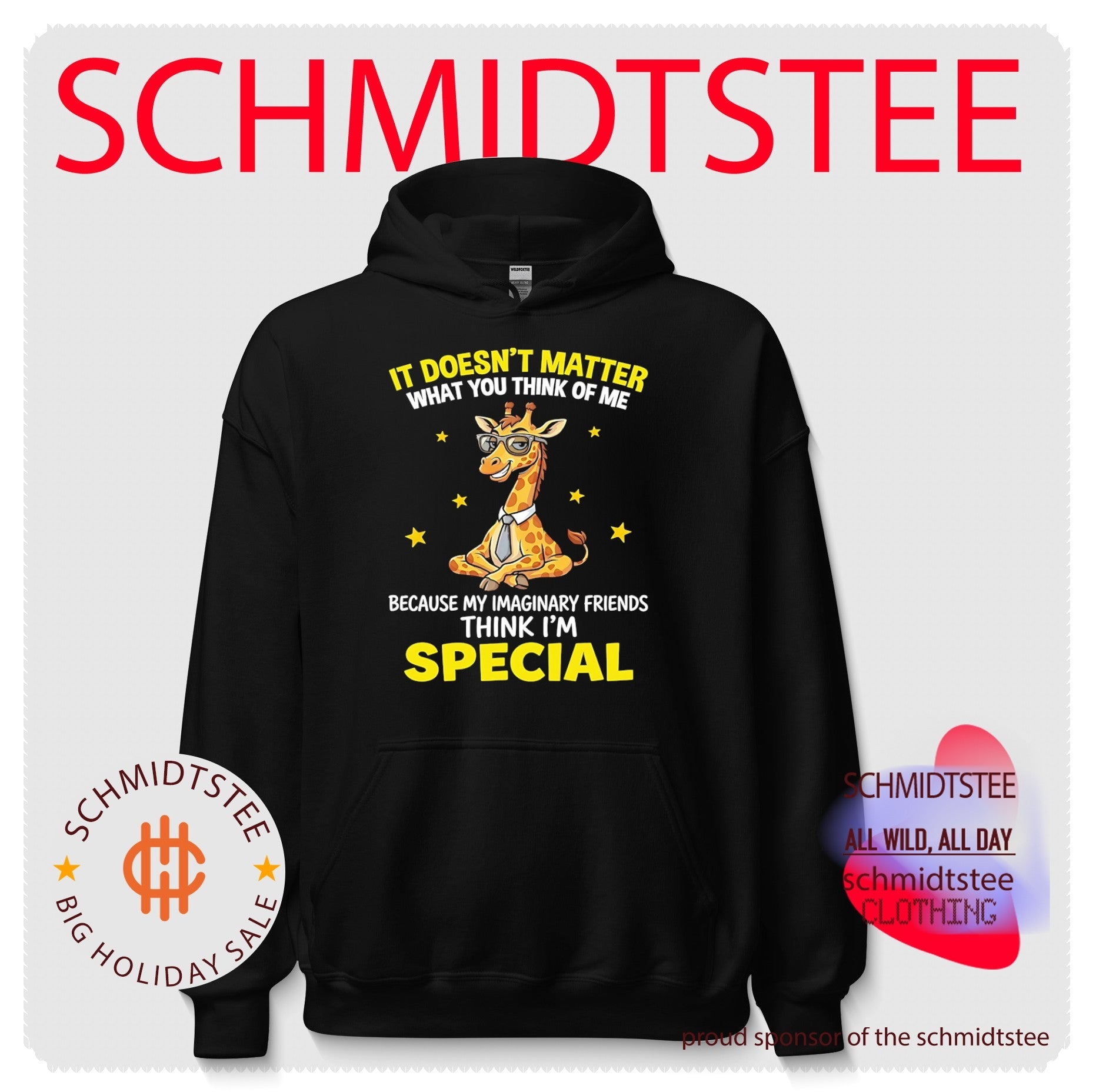 It doesn’t matter what you think of me because my imaginary friends think I’m special cartoon giraffe shirt