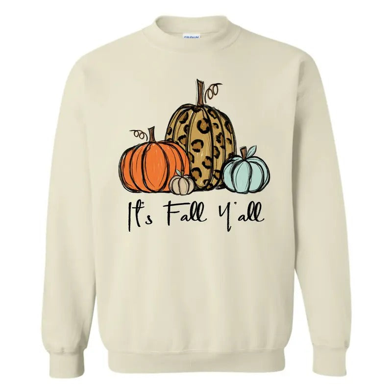 It's Fall Y'all Sweatshirt, Fall Pumpkins Crewneck - clothing by TeeHivey.com