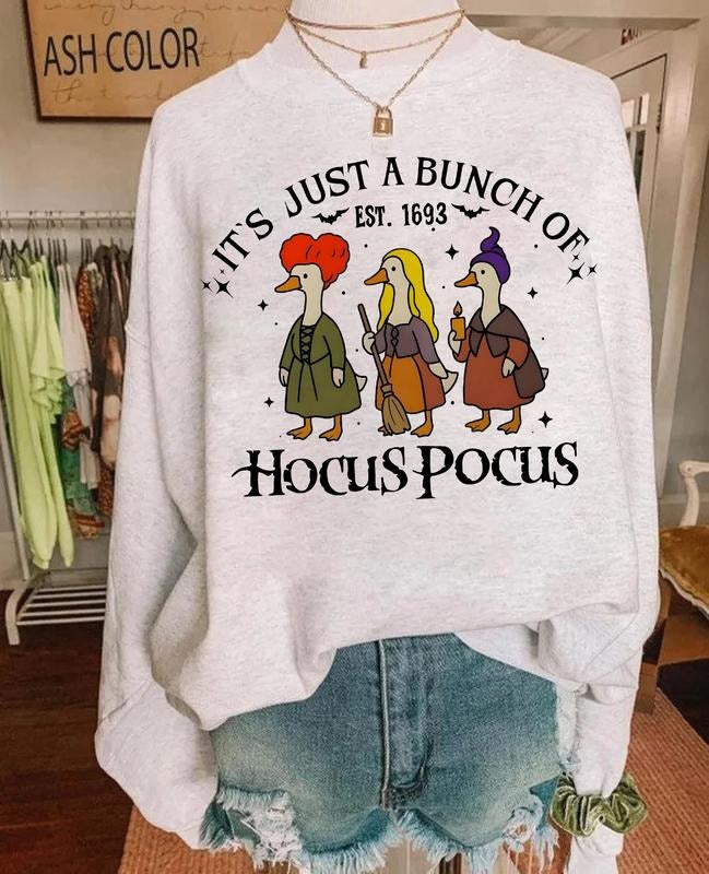 Its Just A Buhch of Hocus Pocus Sweatshirt Women Halloween sweater, Halloween Party gifts, Hocus Pocus sweatshirt, Sanderson Sisters sweater