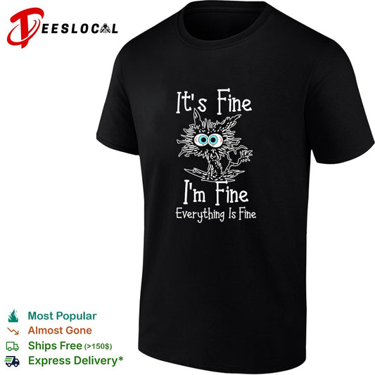 It’s fine I’m fine everything is fine panicking spiky creature humor shirt