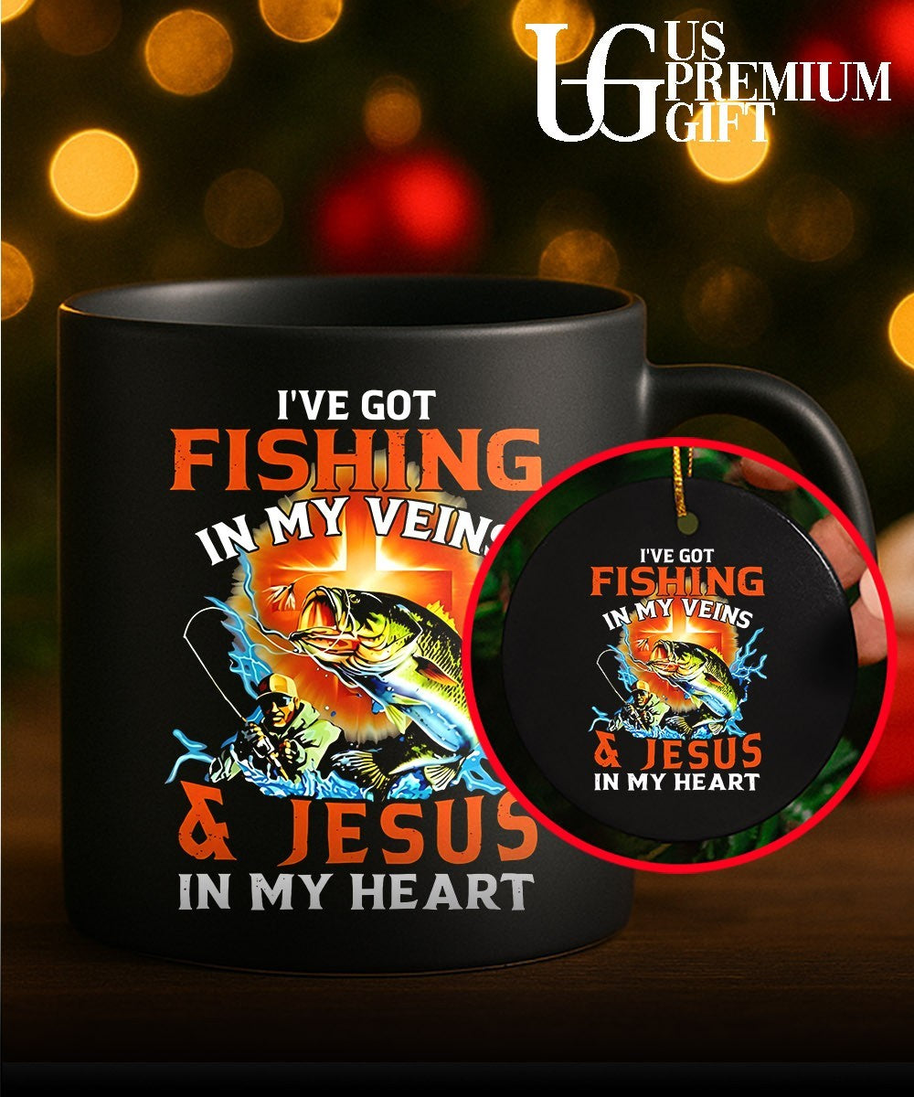 I’ve got fishing in my veins and jesus in my heart shirt