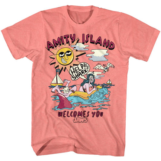 Jaws - Help Shark - Short Sleeve - Heather - Adult - T-Shirt - clothing by TeeHivey.com