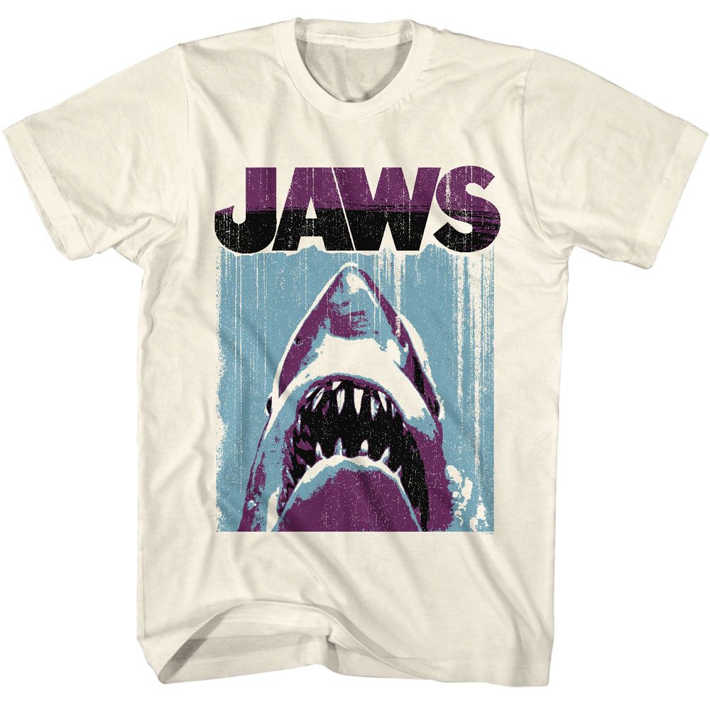 Jaws - Day Under Night Over - American Classics - Solid Off-White Adult Short Sleeve T-Shirt (Image 1)