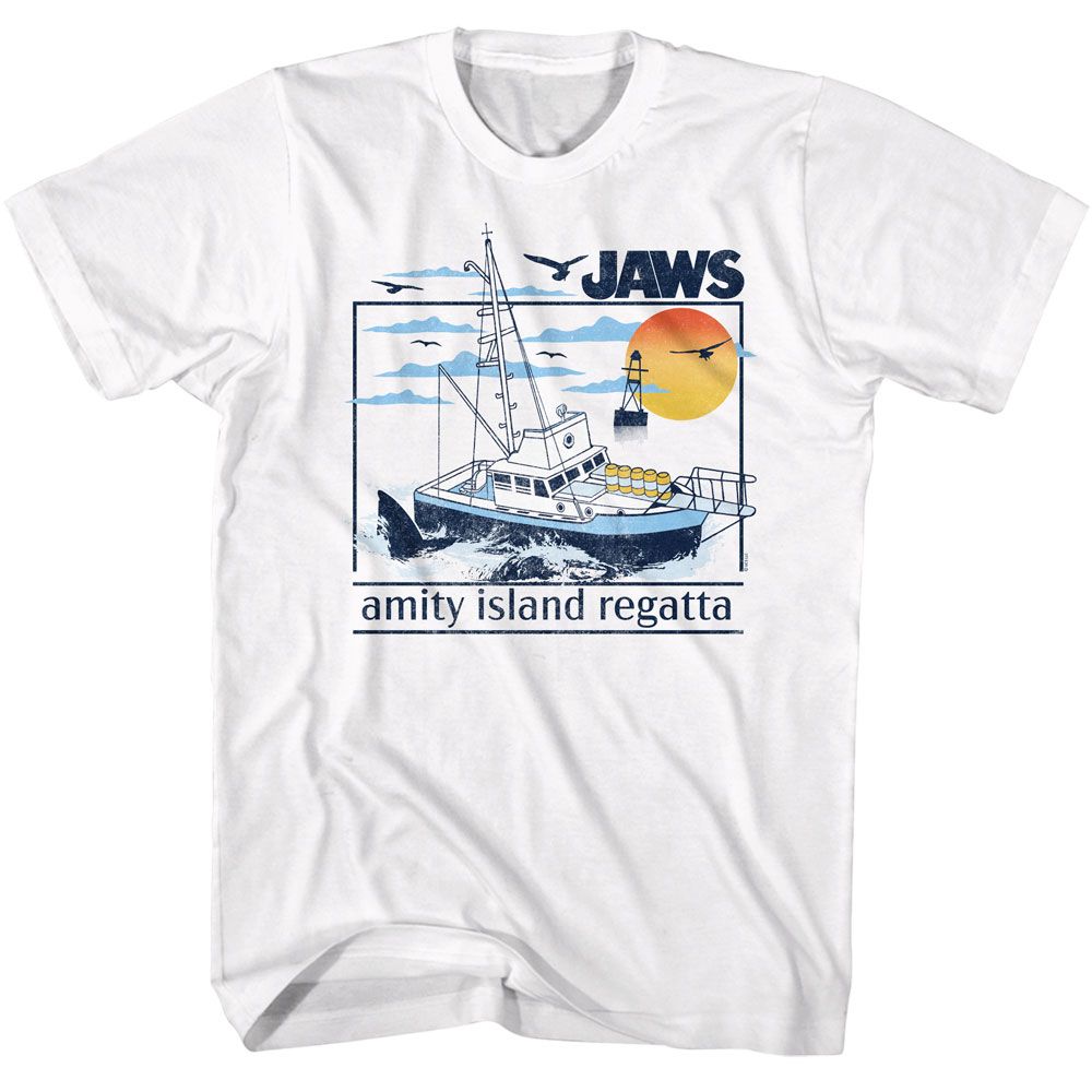 Jaws - Amity Island Regatta - American Classics - Solid White Adult Short Sleeve T-Shirt