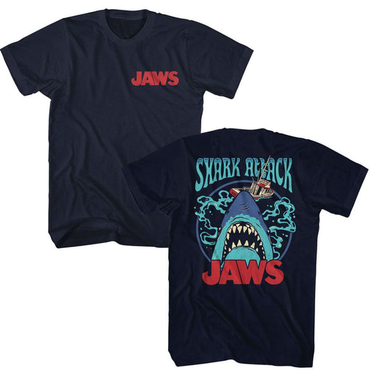 Jaws - Name - American Classics - Solid Blue Adult Short Sleeve T-Shirt