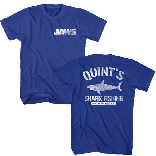 Jaws - Quints - American Classics - Solid Blue Adult Short Sleeve T-Shirt