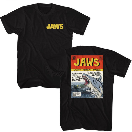 Jaws - Comic - American Classics - Solid Black Adult Short Sleeve T-Shirt - clothing by TeeHivey.com (Image 1)