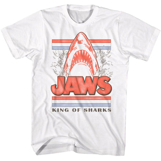 Jaws - Head King Of Sharks - American Classics - Solid White Adult Short Sleeve T-Shirt