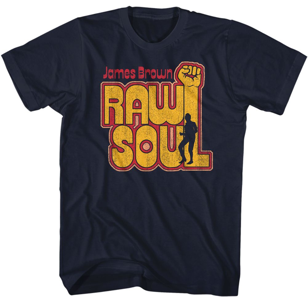 James Brown - Raw Soul - American Classics - Solid Blue Adult Short Sleeve T-Shirt