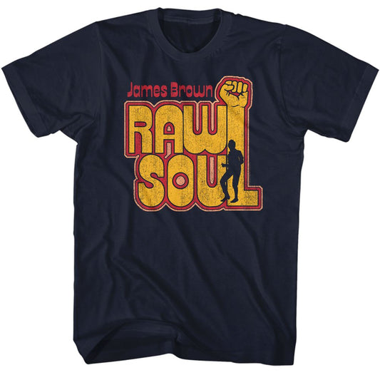 James Brown - Raw Soul - American Classics - Solid Blue Adult Short Sleeve T-Shirt