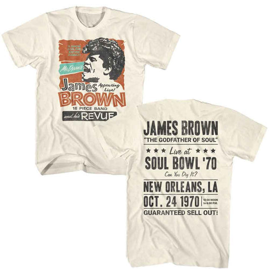 James Brown - 1970 Revue - American Classics - Natural 2-Sided Adult Short Sleeve T-Shirt (Image 1)
