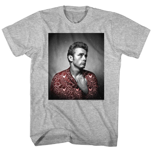 James Dean - Red Flower Print - Short Sleeve - Heather - Adult - T-Shirt