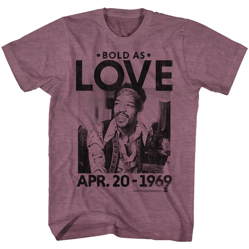 Jimi Hendrix - Bold As Love - Short Sleeve - Heather - Adult - T-Shirt - clothing by TeeHivey.com