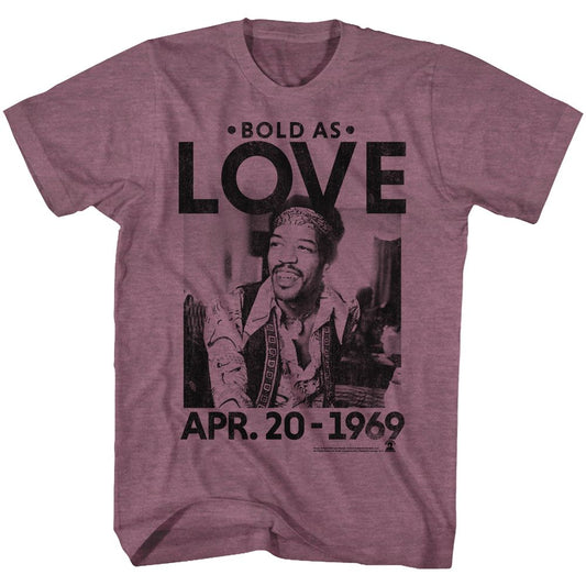 Jimi Hendrix - Bold As Love - Short Sleeve - Heather - Adult - T-Shirt - clothing by TeeHivey.com