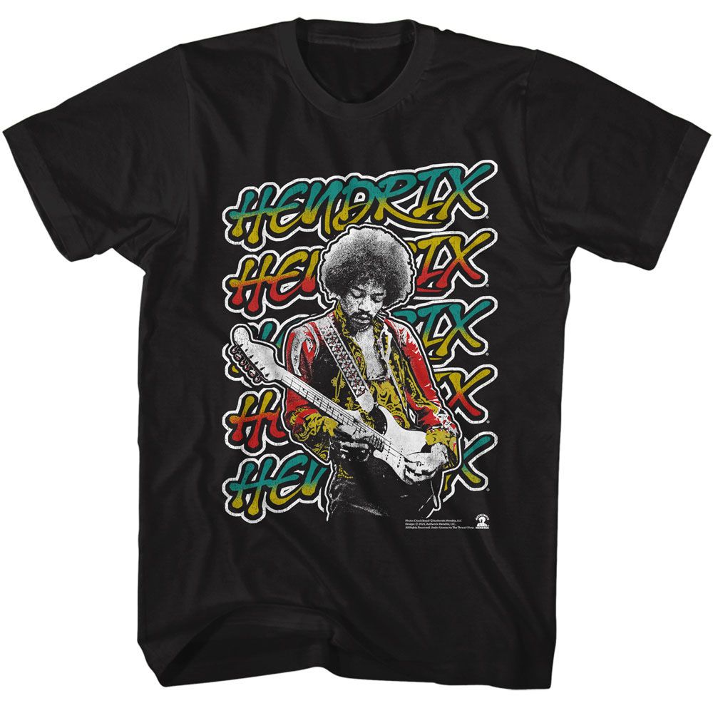 Jimi Hendrix - Bold As Jimi - American Classics - Solid Black Adult Short Sleeve T-Shirt - clothing by TeeHivey.com (Image 1)