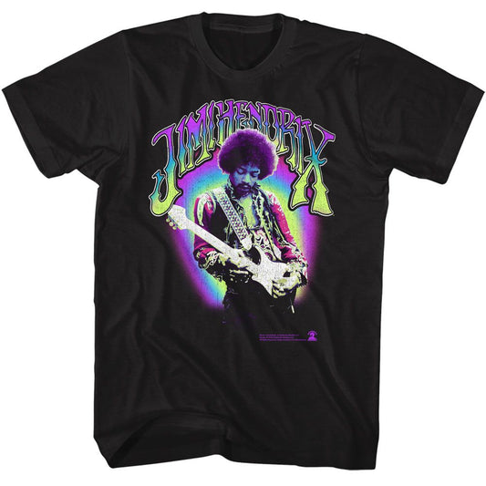 Jimi Hendrix - Neon Jimi - American Classics - Solid Black Adult Short Sleeve T-Shirt - clothing by TeeHivey.com (Image 1)