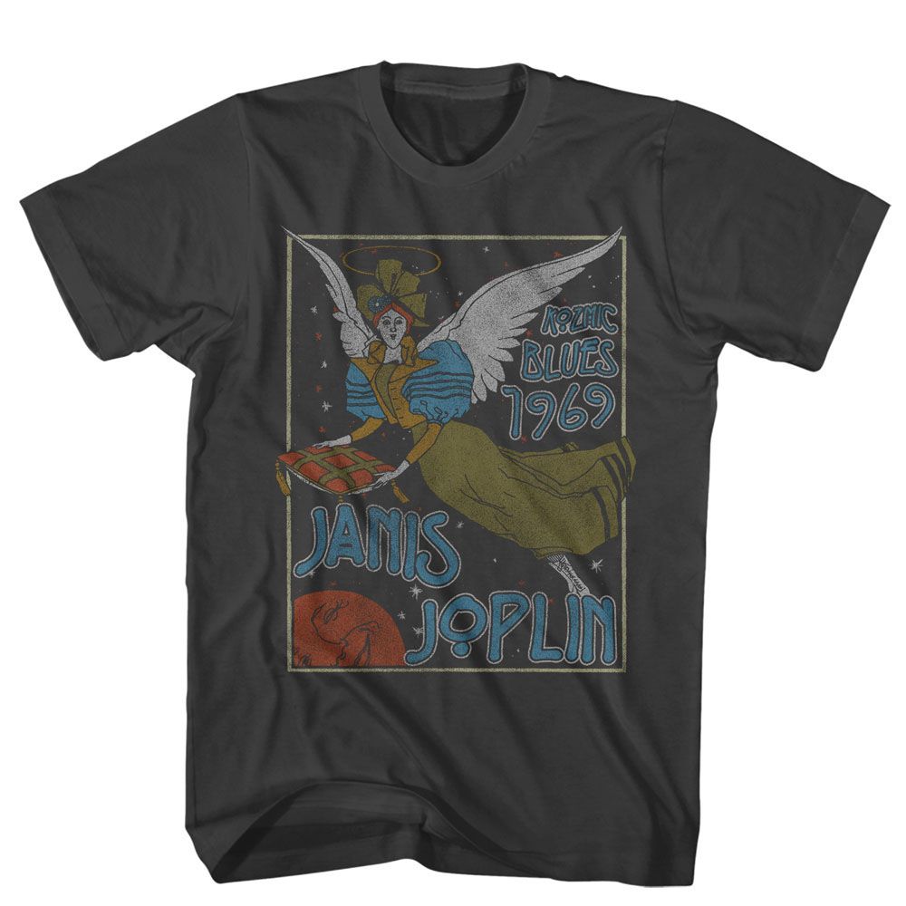 Janis Joplin - Noveau Angel - American Classics - Solid Gray Adult Short Sleeve T-Shirt - clothing by TeeHivey.com (Image 1)