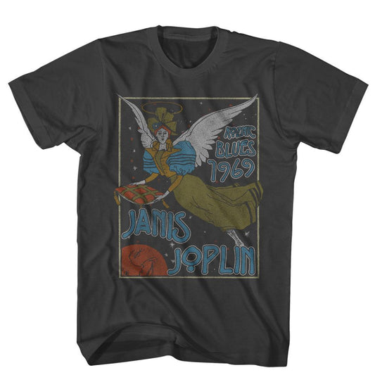 Janis Joplin - Noveau Angel - American Classics - Solid Gray Adult Short Sleeve T-Shirt - clothing by TeeHivey.com (Image 1)