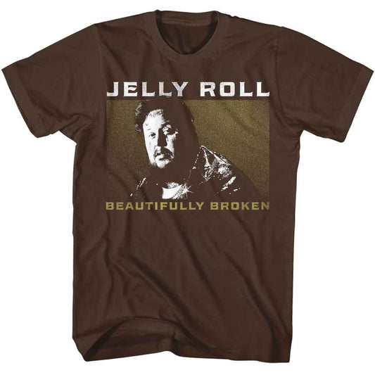 Jelly Roll - Beautifully Broken - American Classics - Front Print Dark Chocolate Solid Adult Short Sleeve T-Shirt