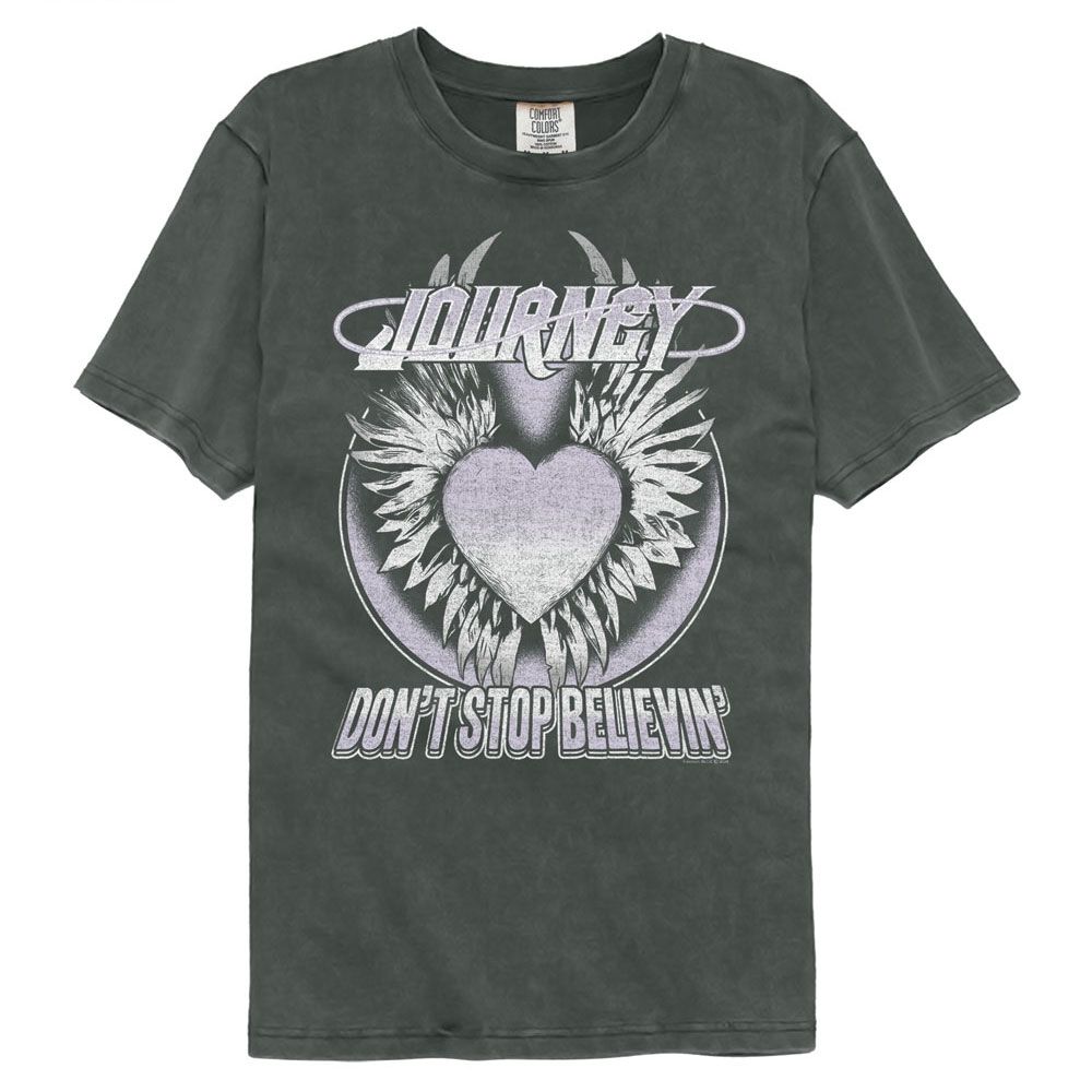 Journey - Dont Stop Believin Heart - American Classics - Solid Gray Adult Short Sleeve Comfort Color T-Shirt