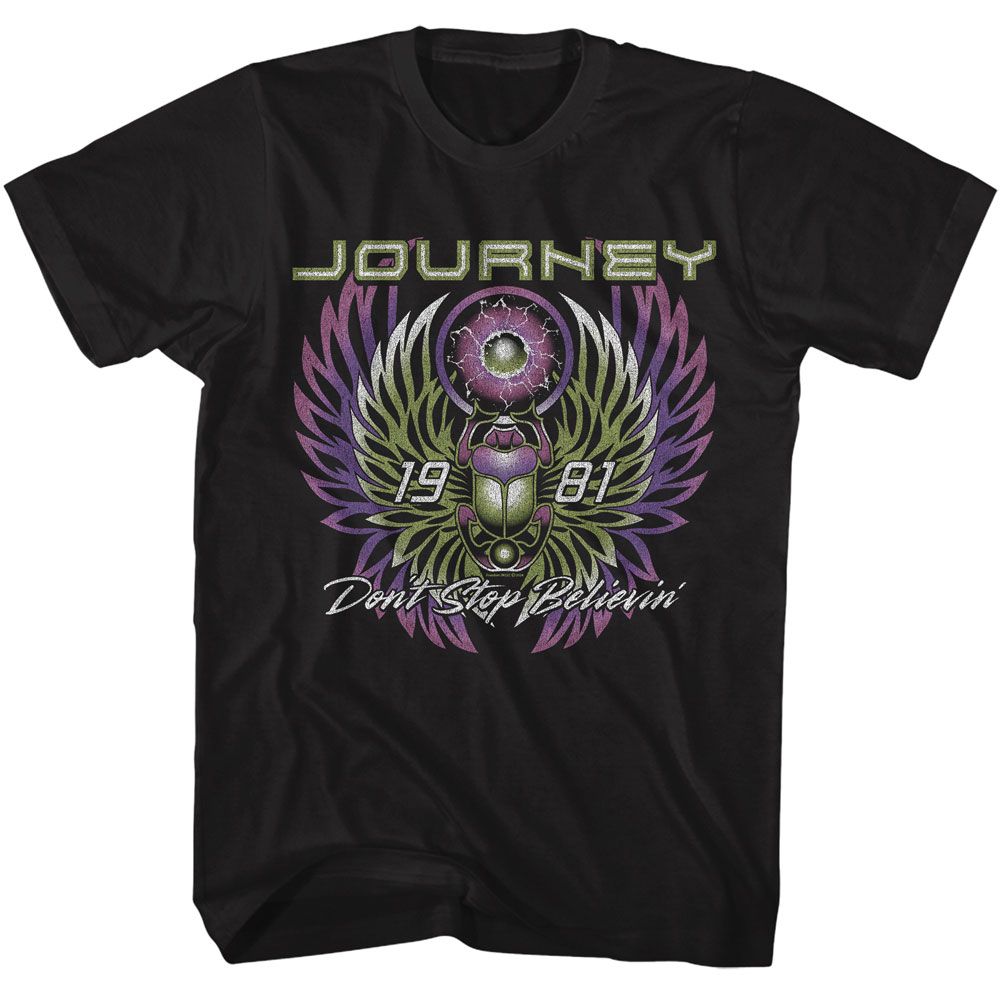 Journey - Don't Stop Believin' - American Classics - Solid Black Adult Short Sleeve T-Shirt