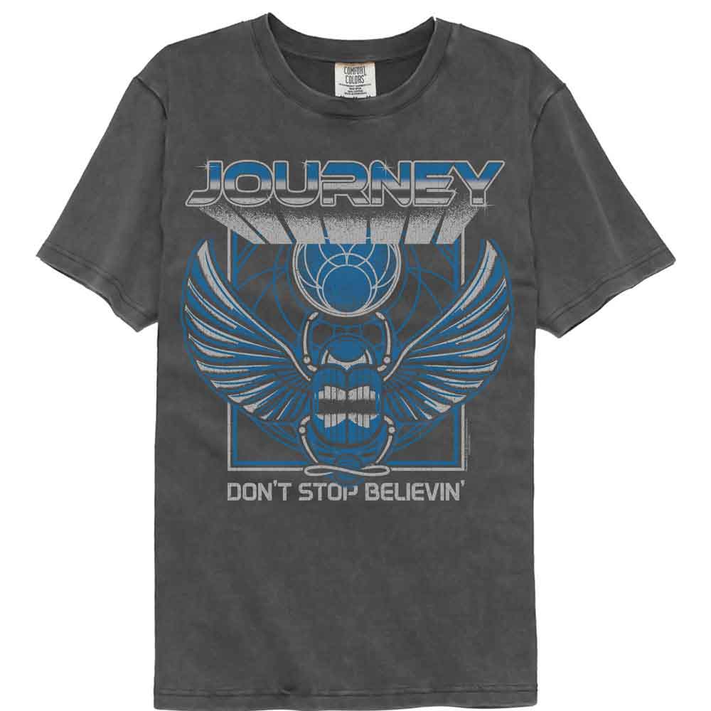 Journey - 3D Text Scarab - American Classics - Gray Solid Adult Short Sleeve Comfort Color T-Shirt