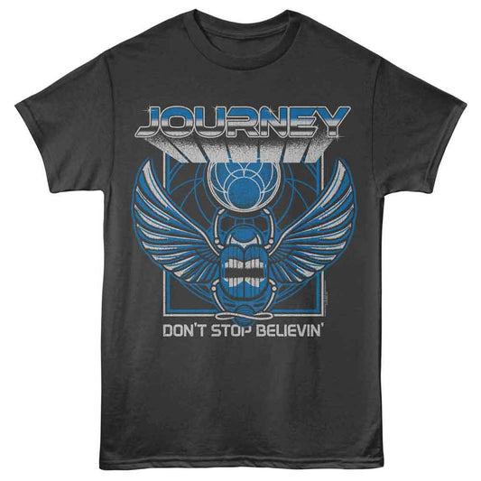 Journey - 3D Text Scarab - Officially Licensed - Gray Solid Front Print Adult Short Sleeve T-Shirt