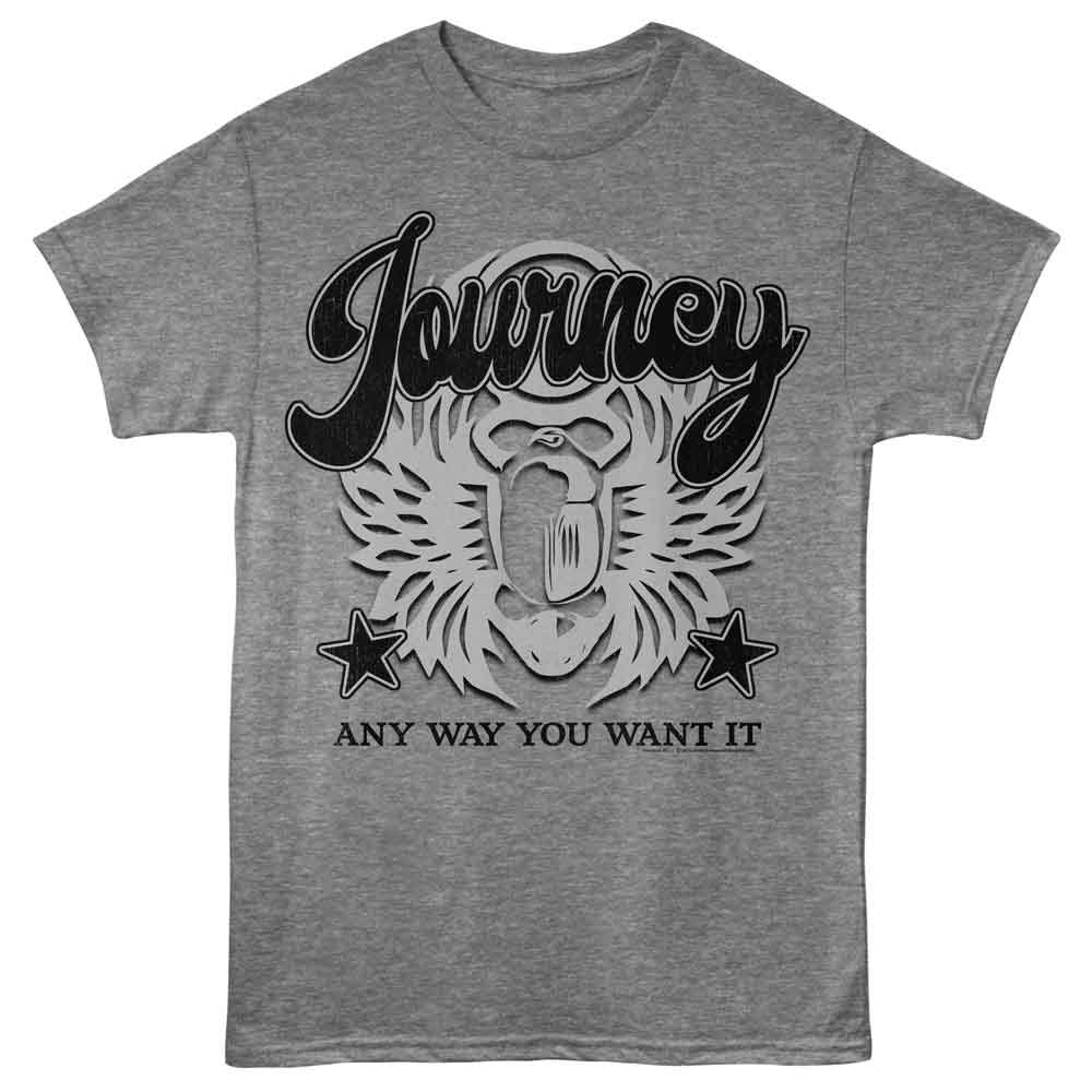 Journey - Any Way You Want It - Officially Licensed - Gray Heather Front Print Adult Short Sleeve T-Shirt
