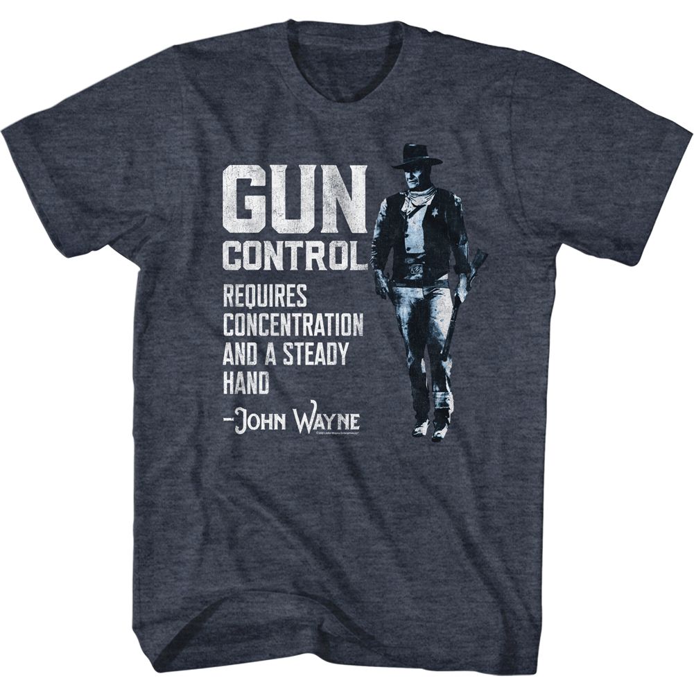 John Wayne - Gun Control - Short Sleeve - Heather - Adult - T-Shirt - clothing by TeeHivey.com