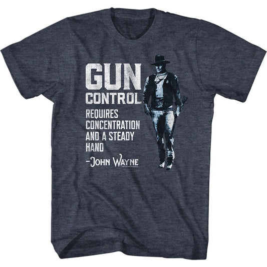 John Wayne - Gun Control - Short Sleeve - Heather - Adult - T-Shirt - clothing by TeeHivey.com