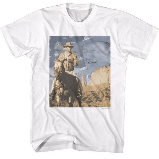 John Wayne - Flag & Horse - Short Sleeve - Adult - T-Shirt - clothing by TeeHivey.com