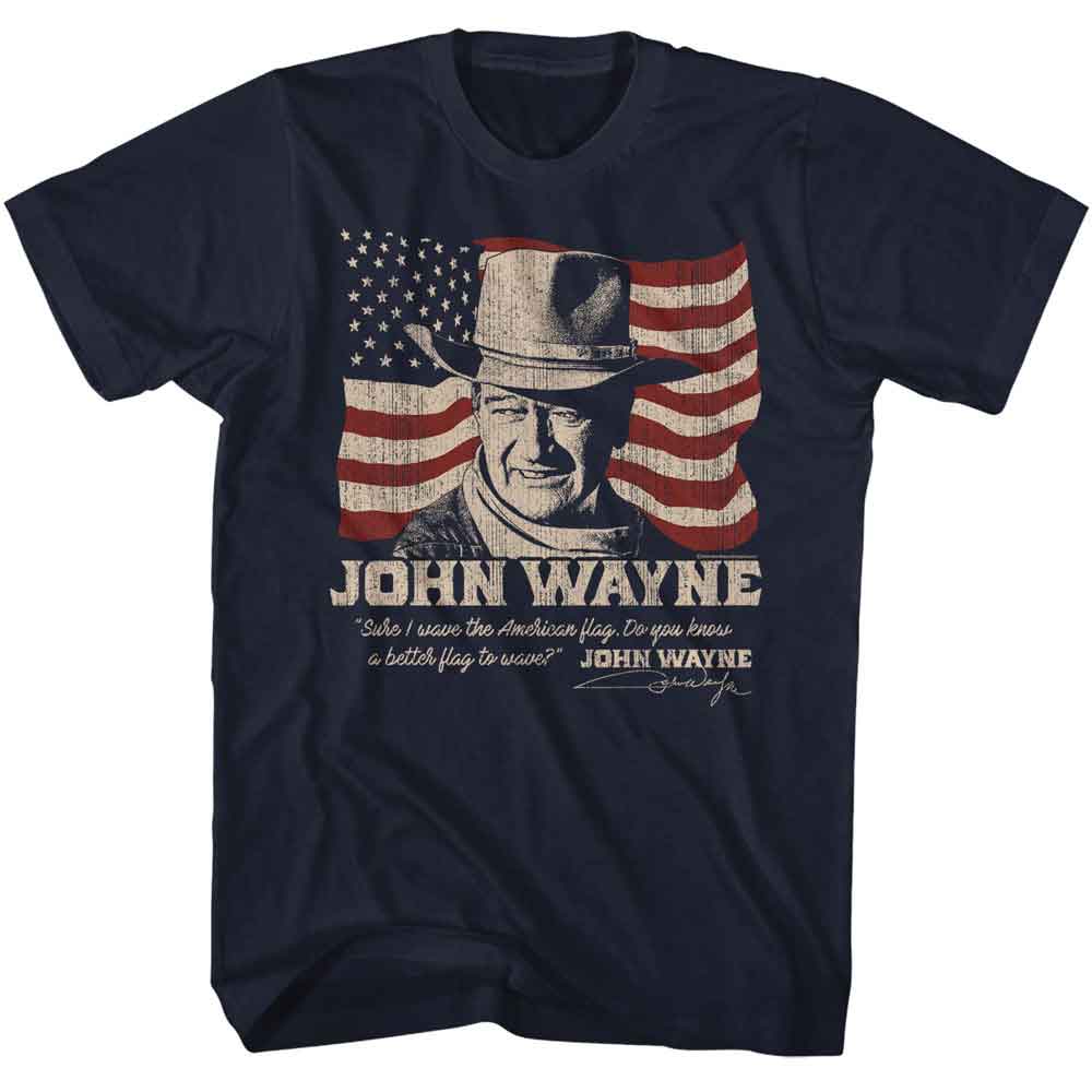 John Wayne - Better Flag - American Classics - Solid Blue Adult Short Sleeve T-Shirt - clothing by TeeHivey.com (Image 1)