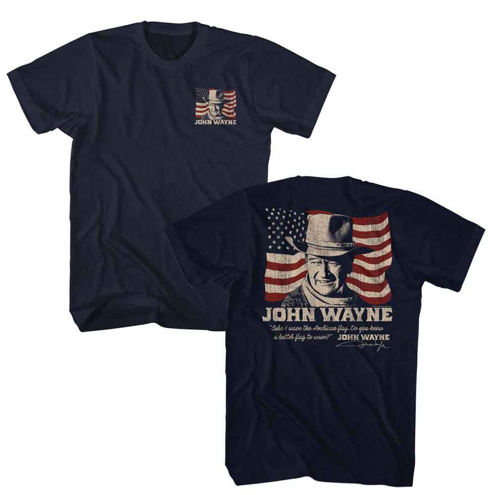John Wayne - Better Flag 2 - American Classics - Solid Blue Adult Short Sleeve T-Shirt - clothing by TeeHivey.com (Image 1)