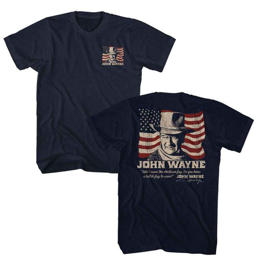 John Wayne - Better Flag 2 - American Classics - Solid Blue Adult Short Sleeve T-Shirt - clothing by TeeHivey.com (Image 1)