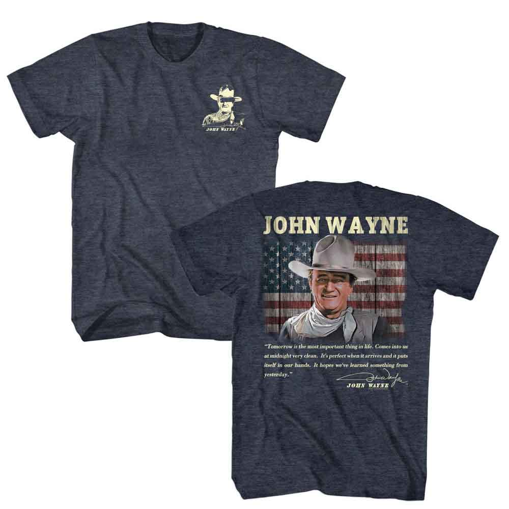 John Wayne - Tomorrow Quote - American Classics - Heather Blue Adult Short Sleeve T-Shirt