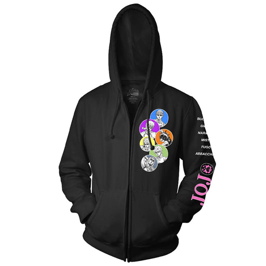 JoJo's Bizarre Adventure Character Bubbles - Front Back & Sleeve Print - Licensed Adult Zip Up Hoodie
