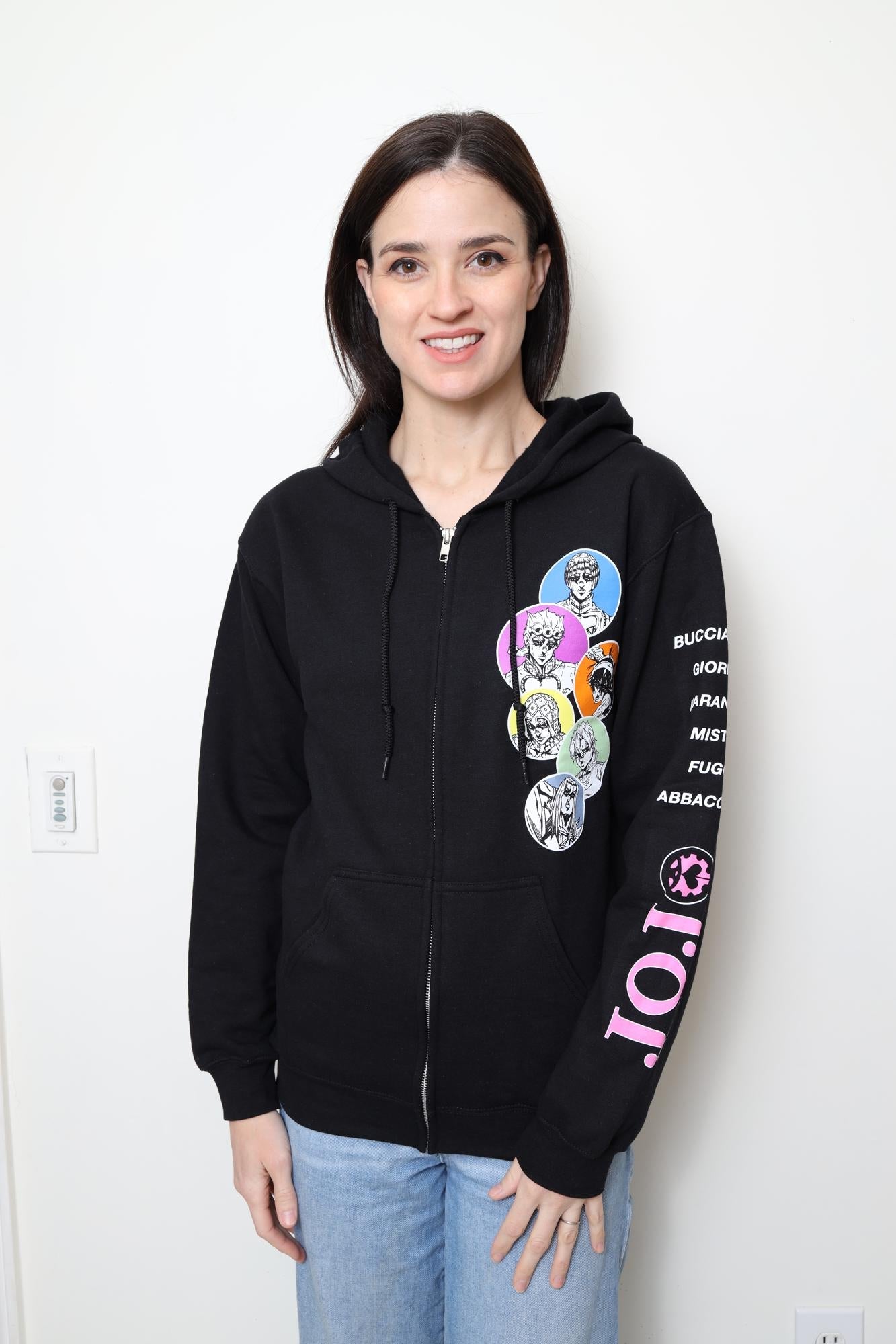 JoJo's Bizarre Adventure Character Bubbles - Front Back & Sleeve Print - Licensed Adult Zip Up Hoodie