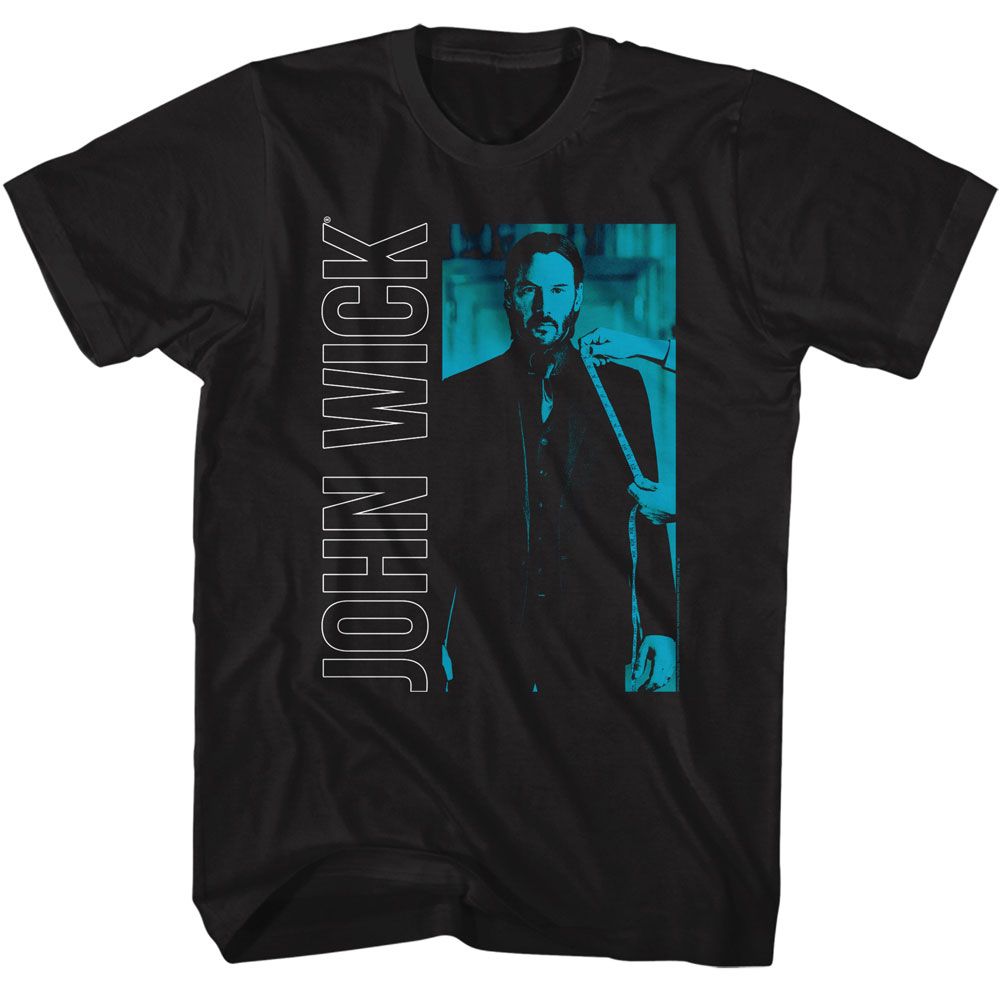 John Wick - Vertical Text Rectangle 2 - Black Short Sleeve Adult T-Shirt - clothing by TeeHivey.com (Image 1)