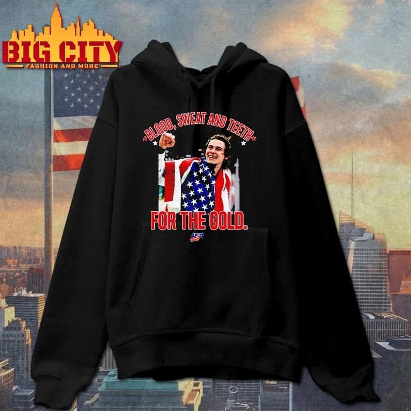 Jack Hughes Blood Sweet And Teeth For The Gold USA Hockey T-shirt
