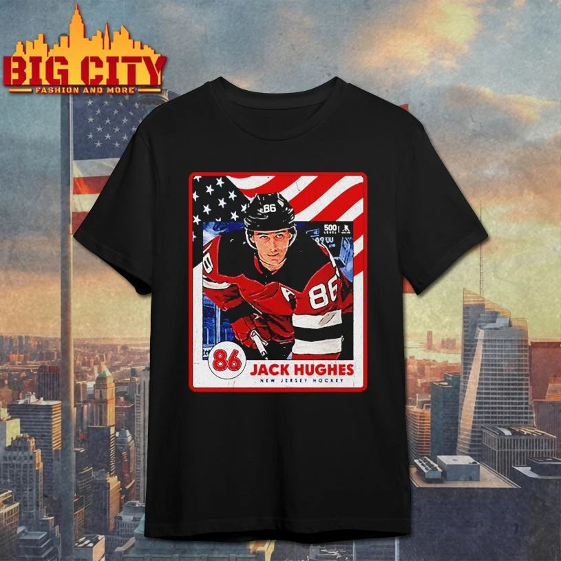 Jack Hughes New Jersey USA Card t-shirt