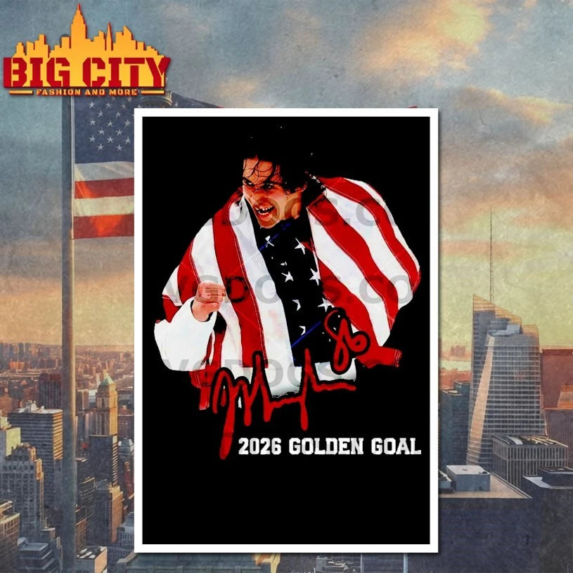 Jack Hughes USA Hockey 2026 Golden Goal Signature T-shirt