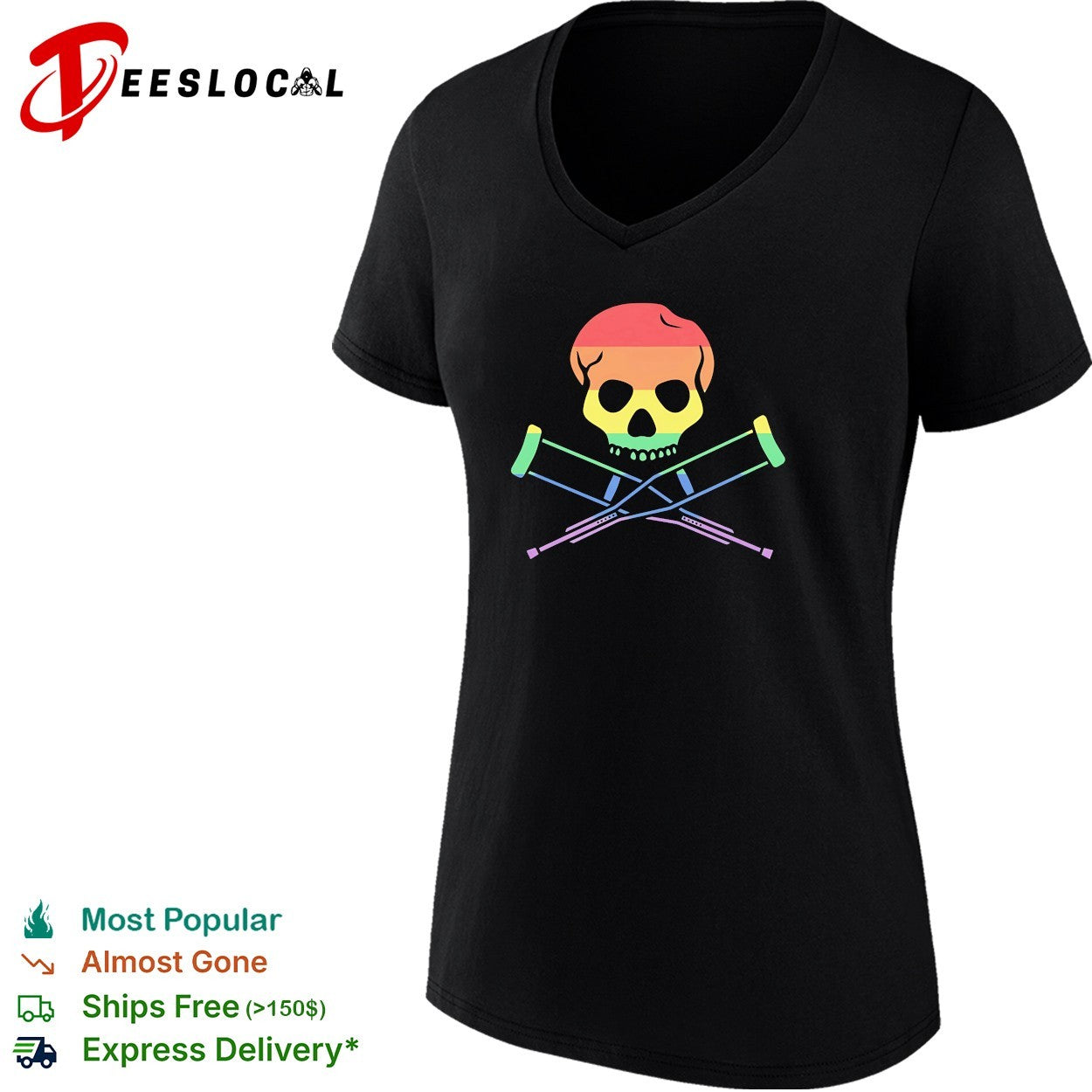 Jackass skull and crutches rainbow pride shirt